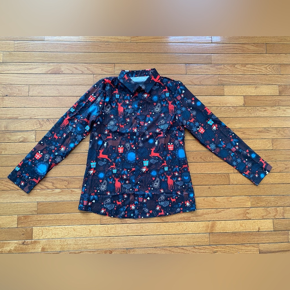 Festive Patterned Long Sleeve Shirt